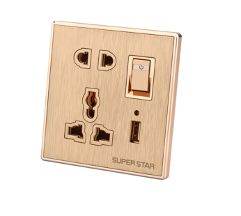 Glamour Two & Three Pin Multi Socket With One USB