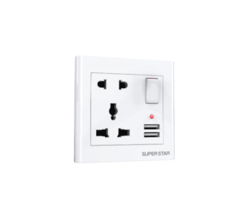 MIRROR 2 & 3 PIN MULTISOCKET WITH 2 USB