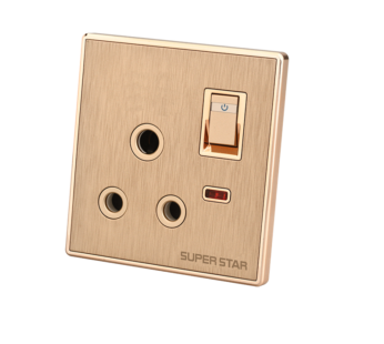 Glamour Three Pin Round Socket With Switch