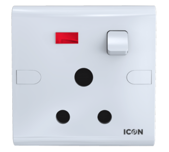 ICON CLASSIC 3PIN ROUND SOCKET WT SWITCH