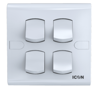 Mega Deal ICON CLASSIC FOUR GANG ONE WAY SWITCH