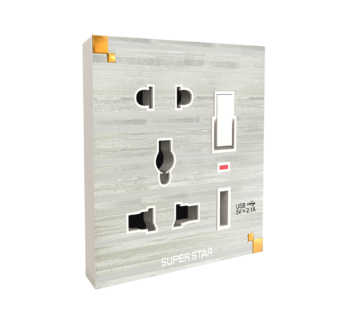 Marble 2&3 Pin Multi Socket with One USB