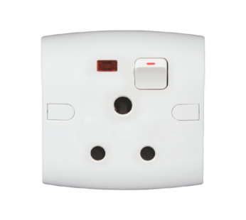 Super Star Safe Three Pin Round Socket With Switch Neon