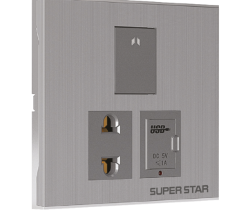 Silver Line Two Pin Socket With One USB