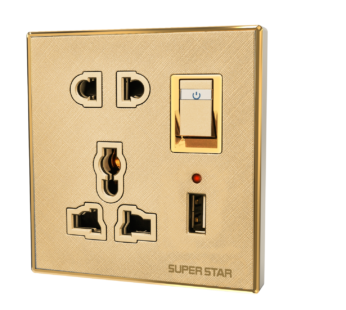 ULTIMA GOLD 2&3 PIN MULTI SOCKET WITH 1 USB